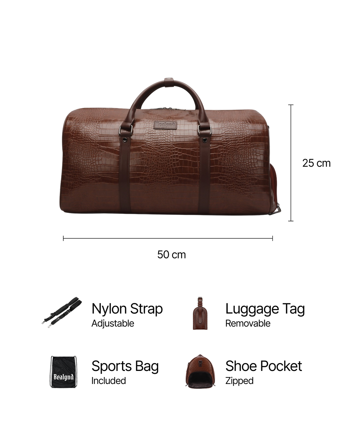 Croc Duffle Bag Brown - BEALGND #Brown