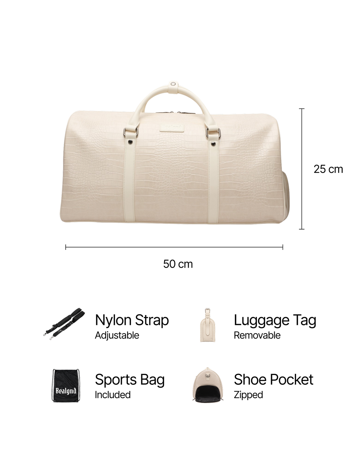 Croc Duffle Bag Beige - BEALGND #Beige
